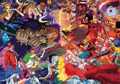 Clementoni One Piece puzzle scene showcases main characters for immersive play