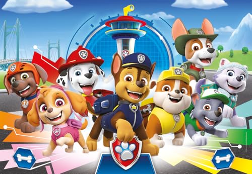 Clementoni Paw Patrol Supercolor puzzle with bright colors showing action, enhances focus for kids.