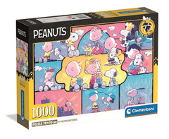 Clementoni Peanuts Snoopy 1000-piece puzzle for adults and teens; relaxing family activity.