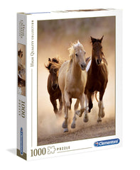 Clementoni Running Horses Puzzle artwork with vivid colors for engaging family puzzle time.