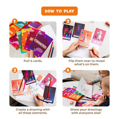 Clever Fox Drawsome solo drawing session using prompt cards to spark creativity