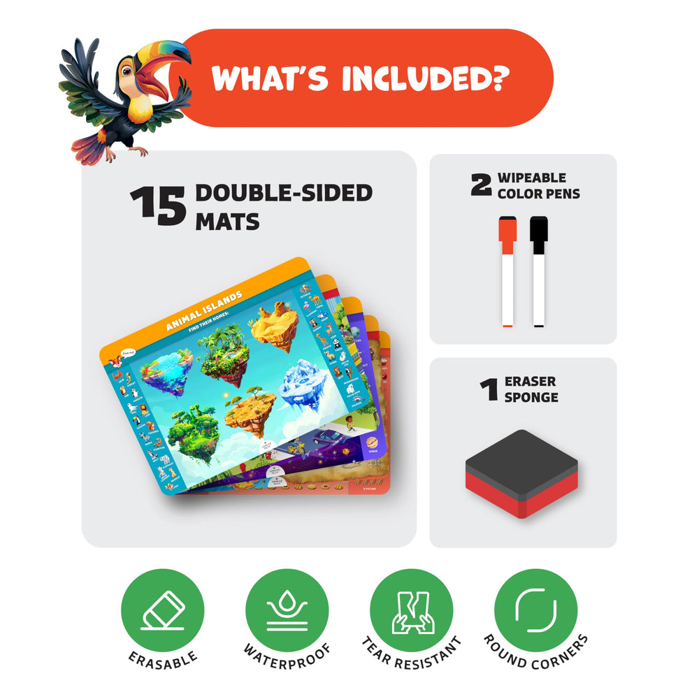 Clever Fox Play mats foods scene, builds number and letter familiarity during tasks
