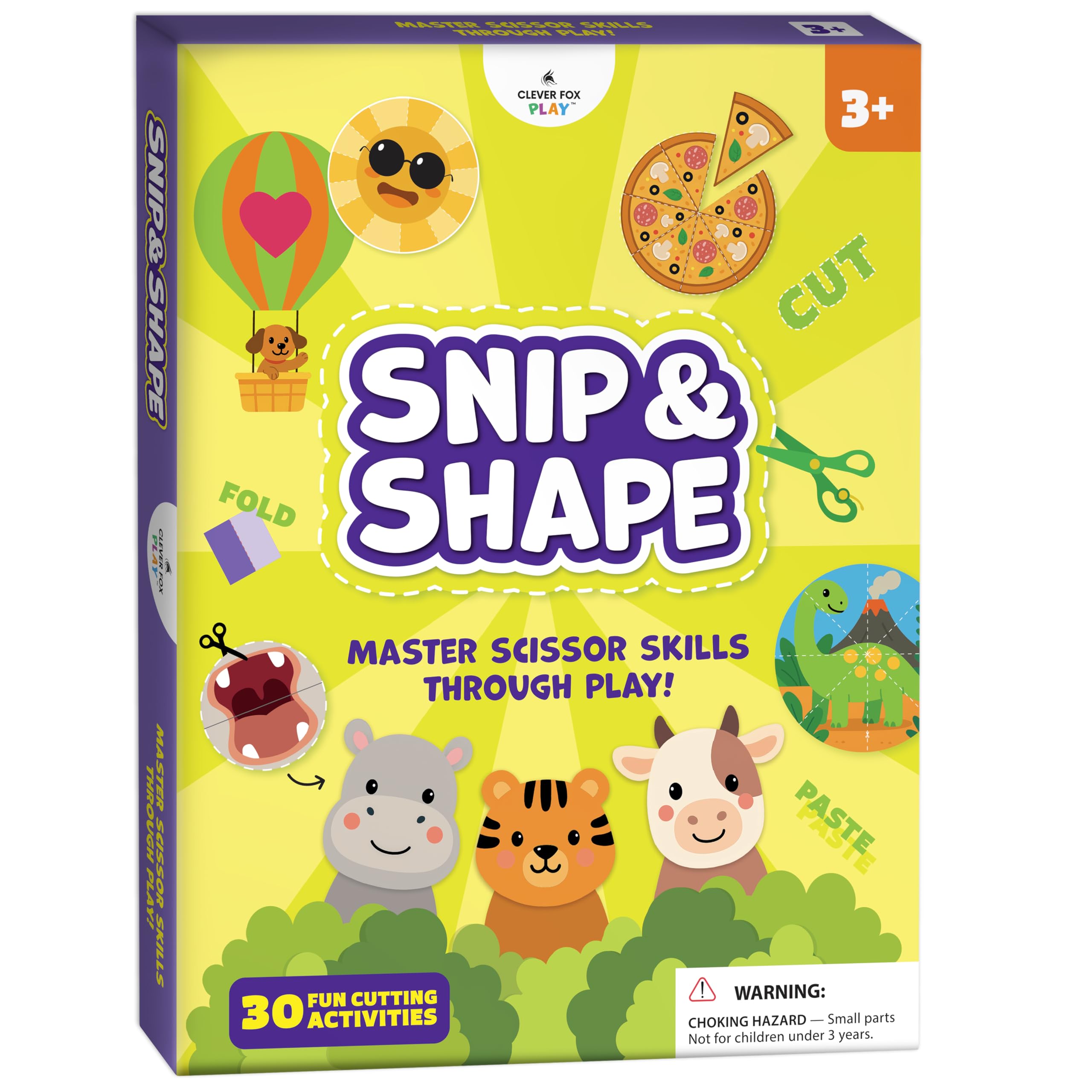 Clever Fox Play Snip & Shape cover with colorful cutting activities for kids