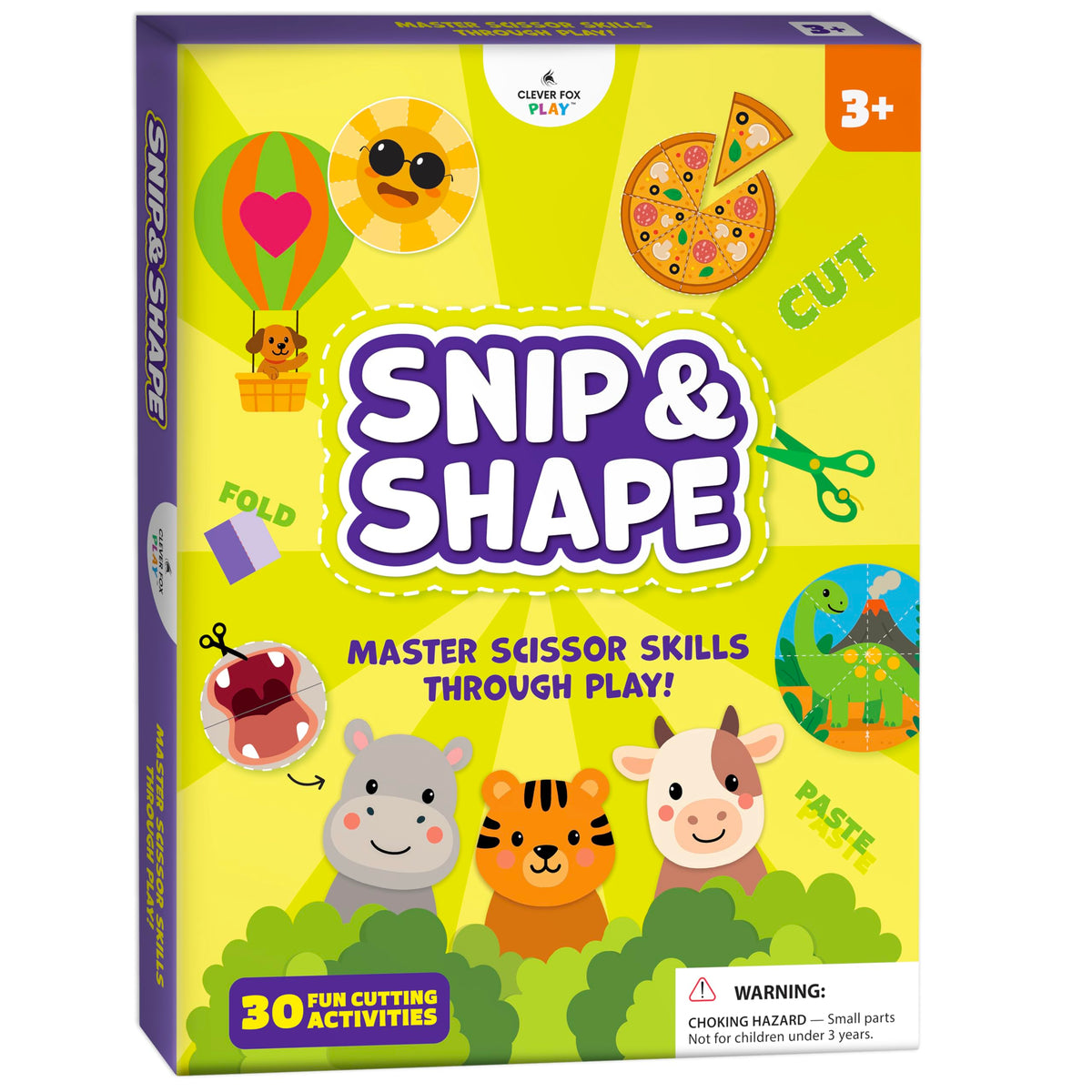 Clever Fox Play Snip & Shape cover with colorful cutting activities for kids