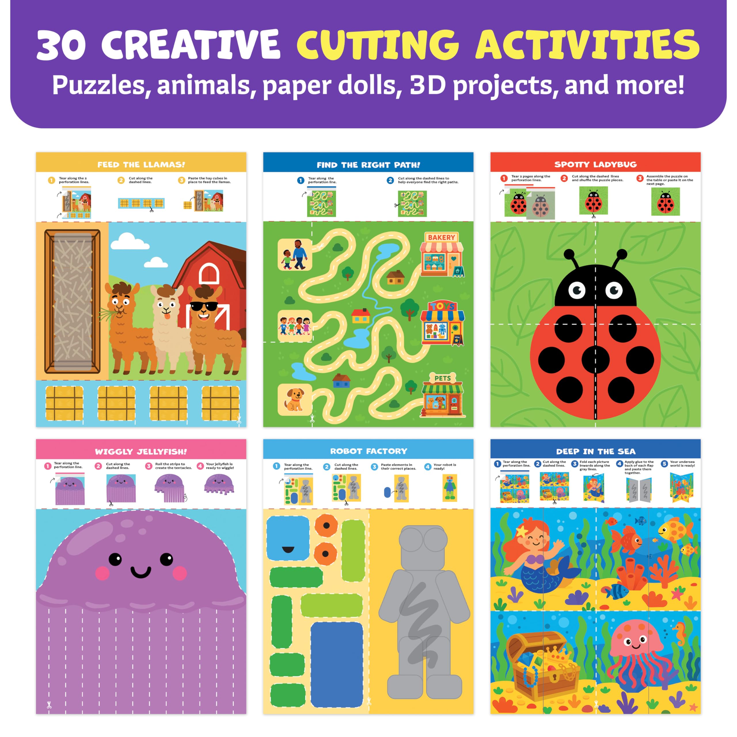 Clever Fox Play Snip & Shape puzzles and shapes activity page