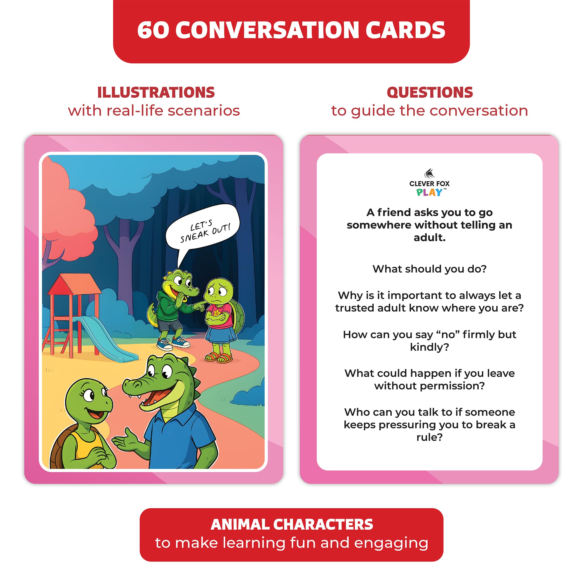 Clever Fox Play Who What Why emergency-scenario-2 card supports critical thinking under pressure.