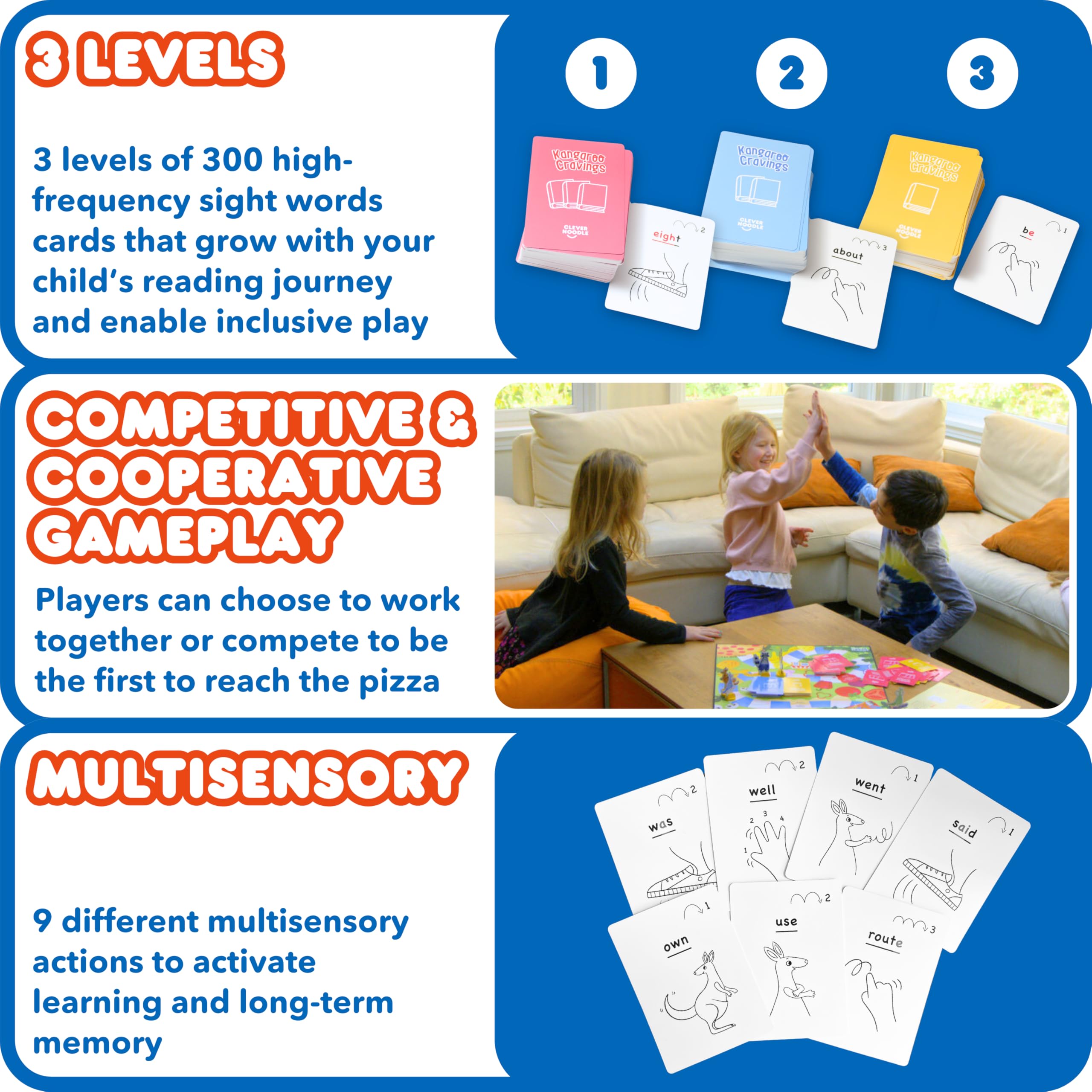 Clever Noodle Kangaroo Cravings family game night supports cooperative or friendly competition.