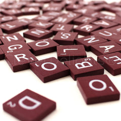 CleverDelights wood letter tiles maroon complete set for replacements in games and crafts
