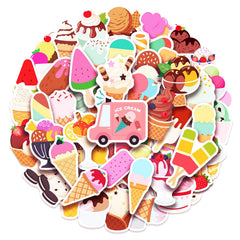 Cleverplay ice cream stickers 100-pack for party decorations and crafts