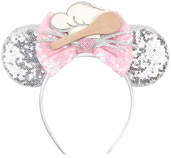 CLGIFT Princess Minnie Ears with flower design in purple sparkle, perfect for park photos.