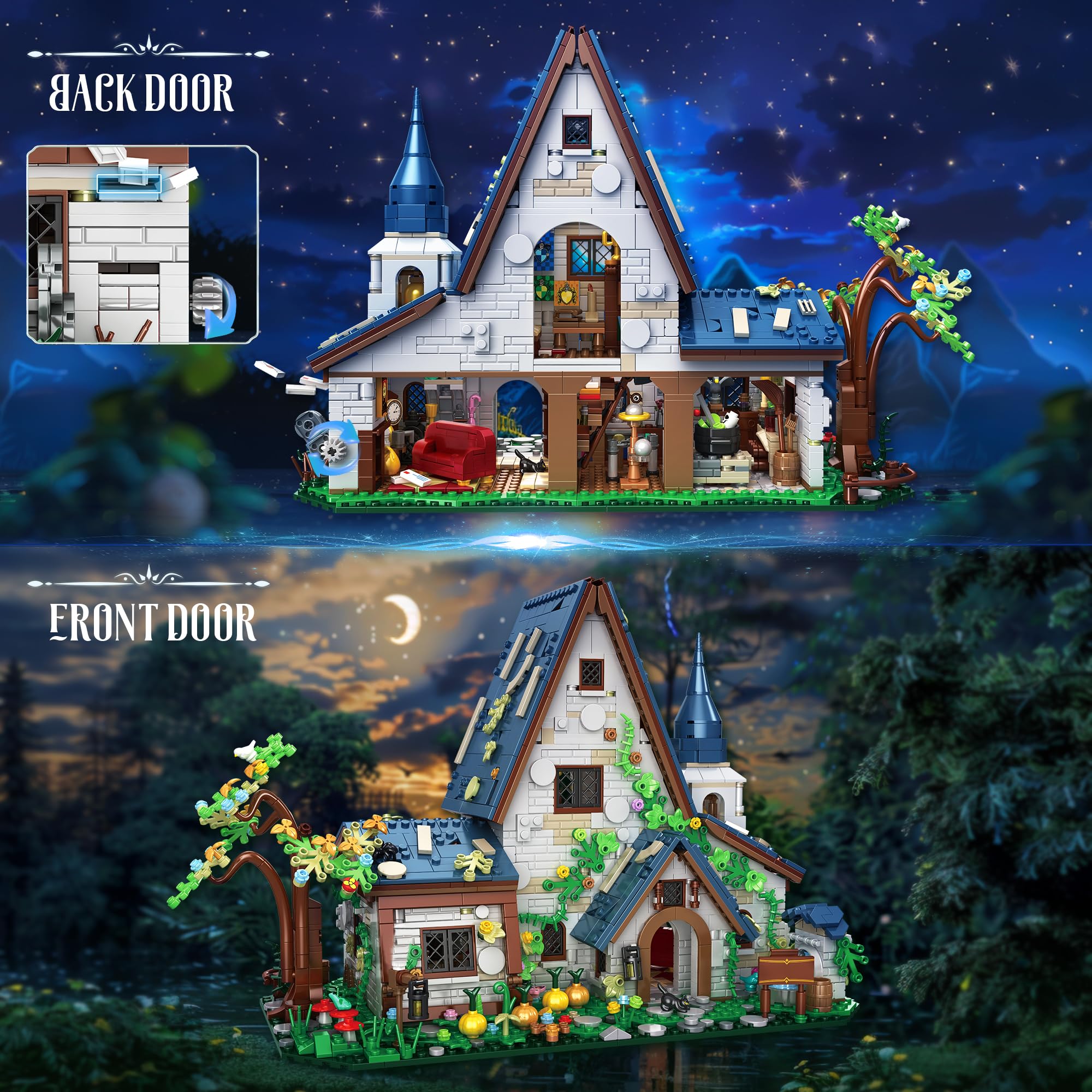 FliCineCrt Magic Stone House exterior design with A-frame and decorations inspires exploration.