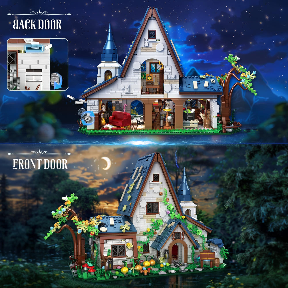FliCineCrt Magic Stone House exterior design with A-frame and decorations inspires exploration.