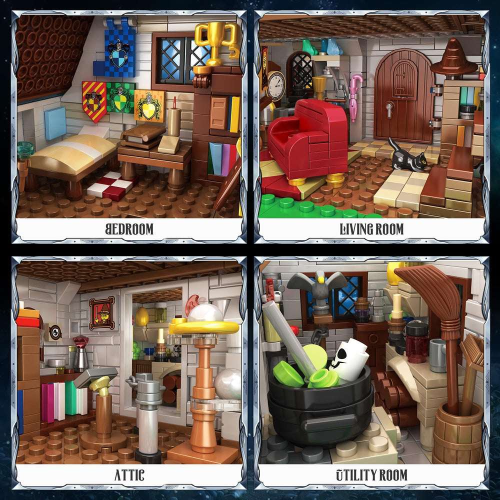 FliCineCrt Magic Stone House interior highlights four rooms for storytelling.