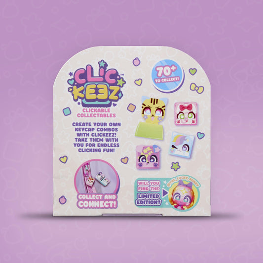 Clickeez Strawberry Treats key with collectible charm for backpacks