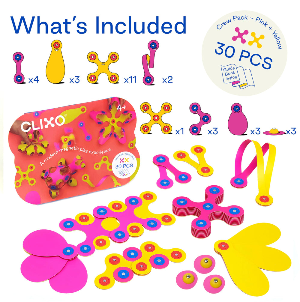 Clixo Crew assembly ideas guide shows quick-start designs for beginners.