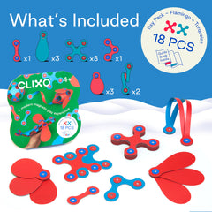 Clixo Itsy flexible pieces close-up showing secure magnetic connections for easier builds.