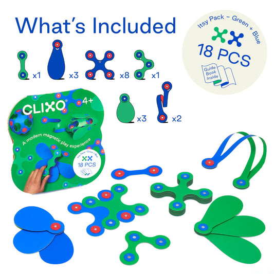 Clixo Itsy in action fuels imagination with varied shapes and colors.