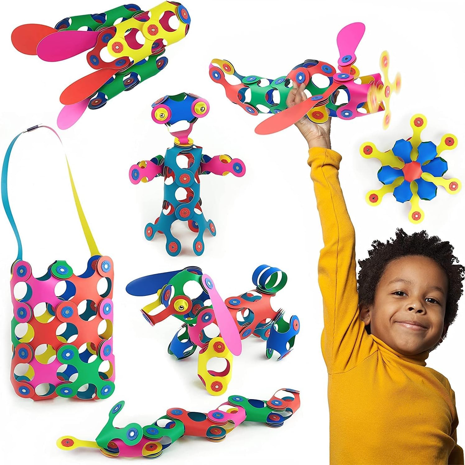 Clixo Rainbow 42 Piece Pack on display with colorful magnetic pieces for imaginative building.