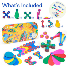 A child builds with Clixo Rainbow for creative play and problem solving.