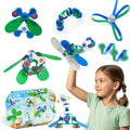 Clixo Window Travel Pack suncatchers on a car window create colorful light art for travel.