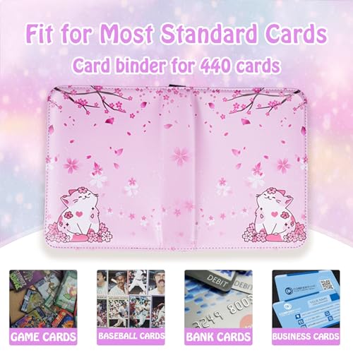 CLOKORIA binder interior showing 440-card capacity and organization space.