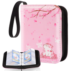 CLOKORIA Sakura Cat card binder front cover shows portable storage for up to 80 cards
