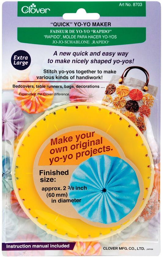 Clover 8703 yo-yo maker, round extra large tool for precise fabric yoyos and easy use