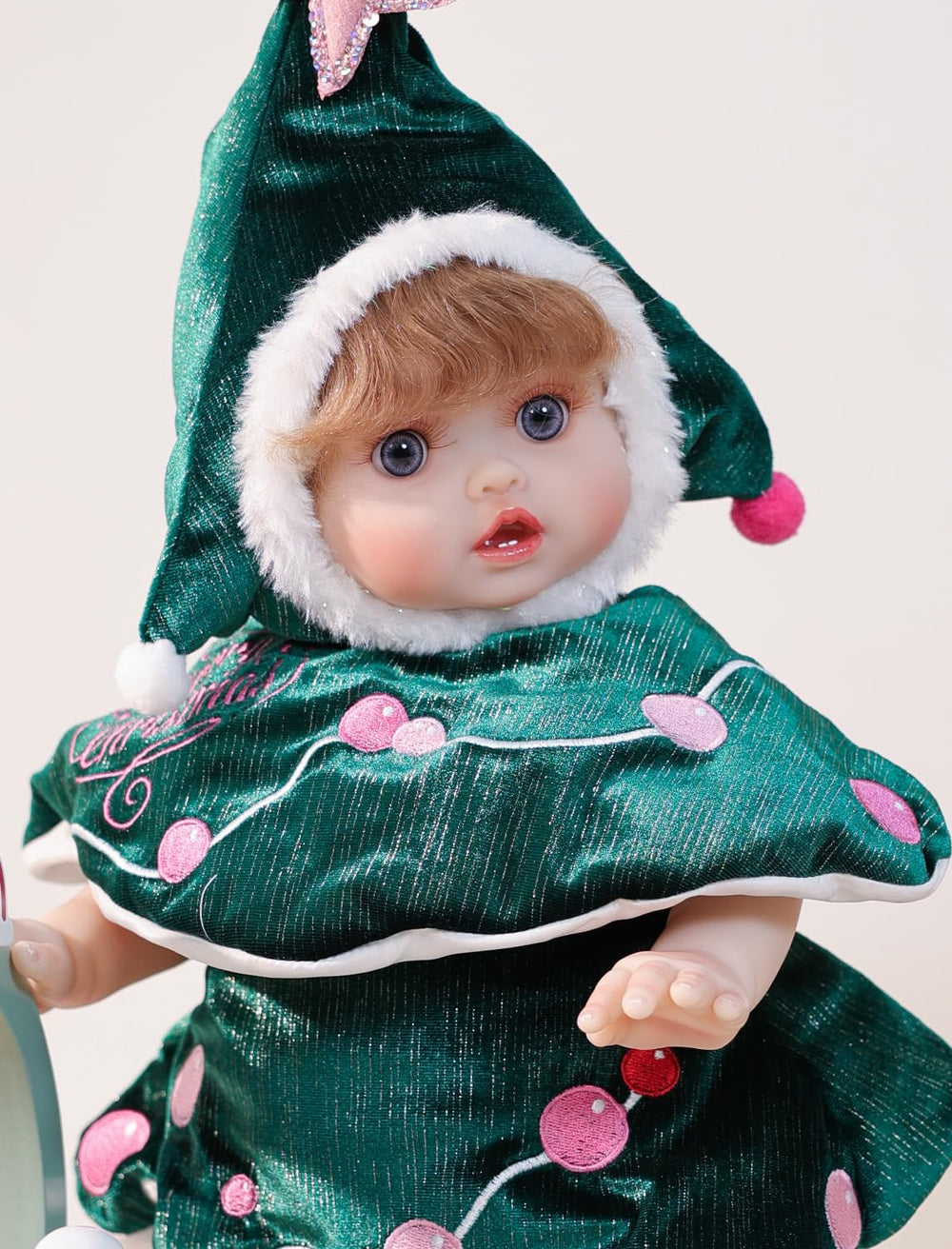 Cloveray 18-inch reborn doll with curly hair for imaginative play.