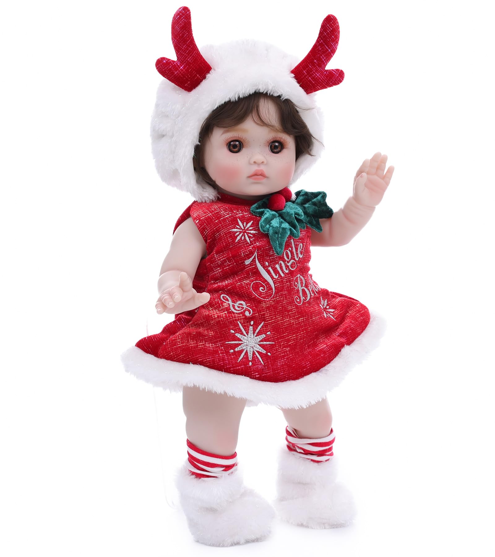 Cloveray 18-inch realistic reborn doll with full vinyl body for lifelike play.