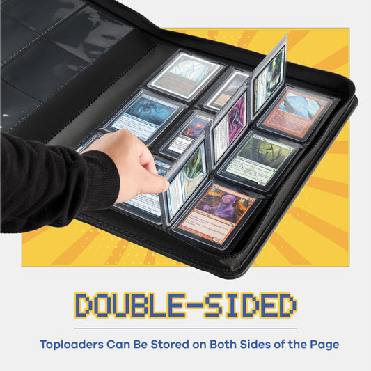 CLOVERCAT binder open pages show 18 double-sided pockets and 252-card capacity.
