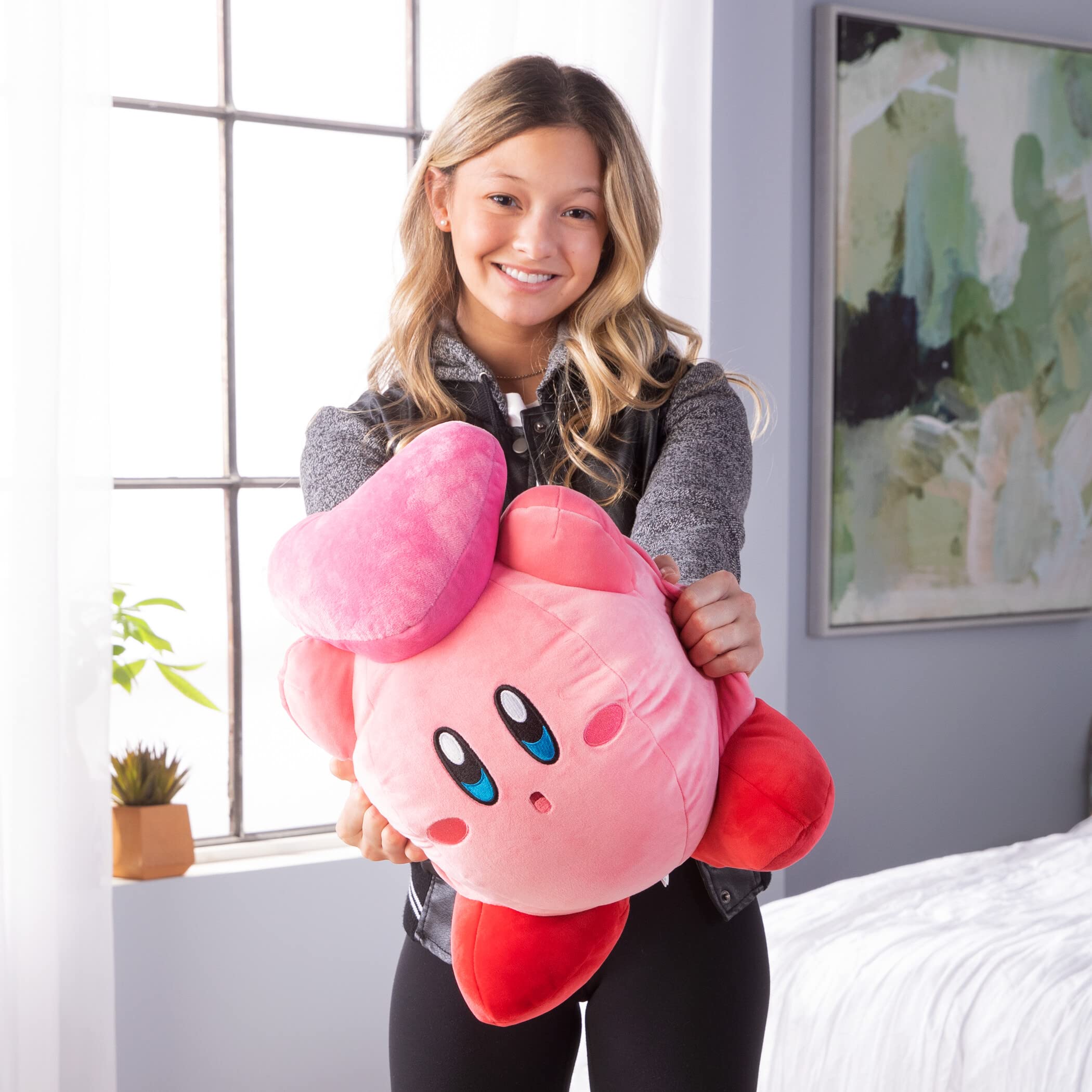 Mega-sized Kirby plush, cute stuffed animal for desks and shelves