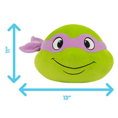 Club Mocchi Mocchi Donatello head plush in cozy bedroom decor setup.