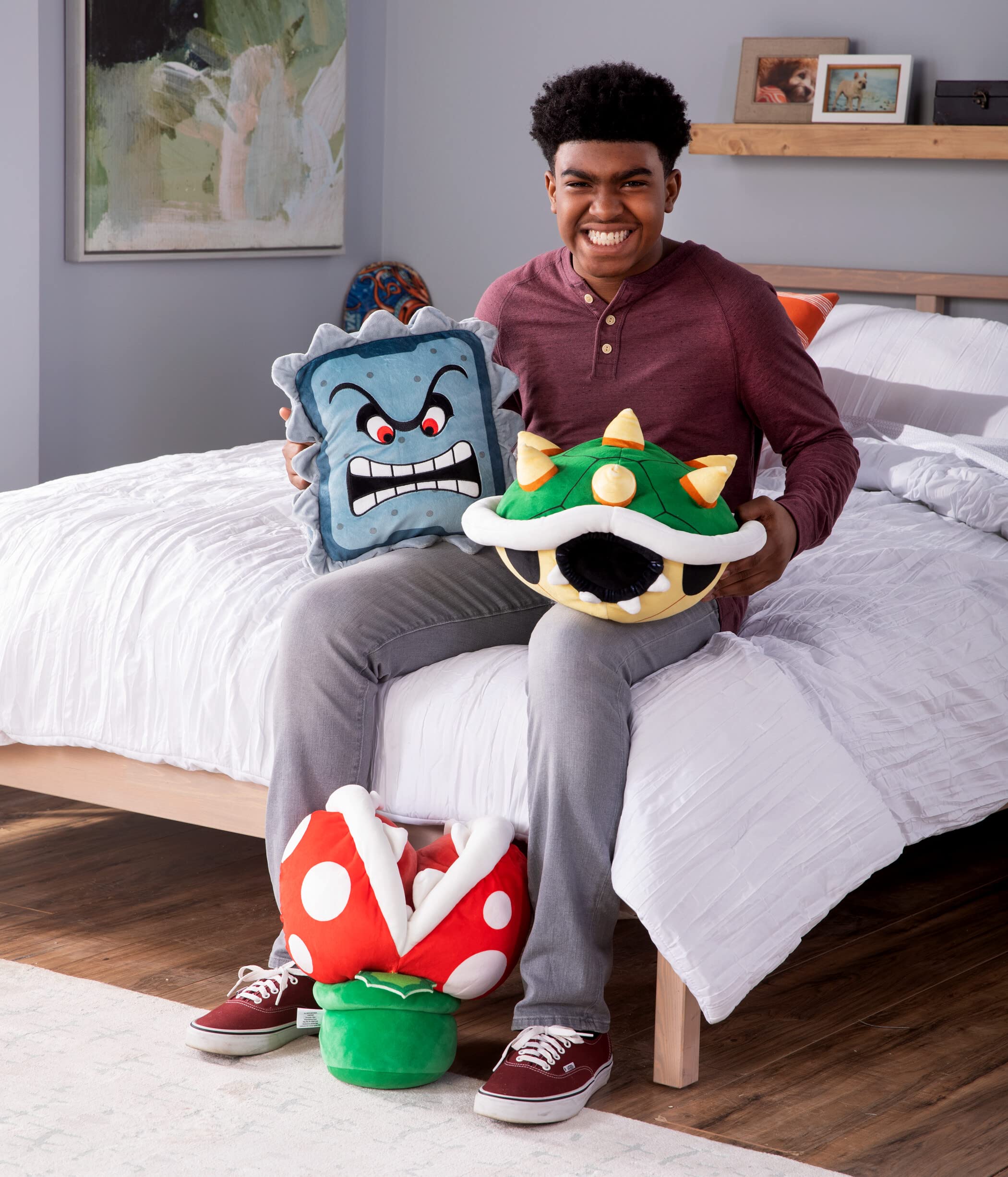 Kid room decor idea featuring the Thwomp plush for playful charm.