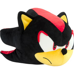 Shadow the Hedgehog face closeup on Club Mocchi Mocchi plush, inviting hugs.