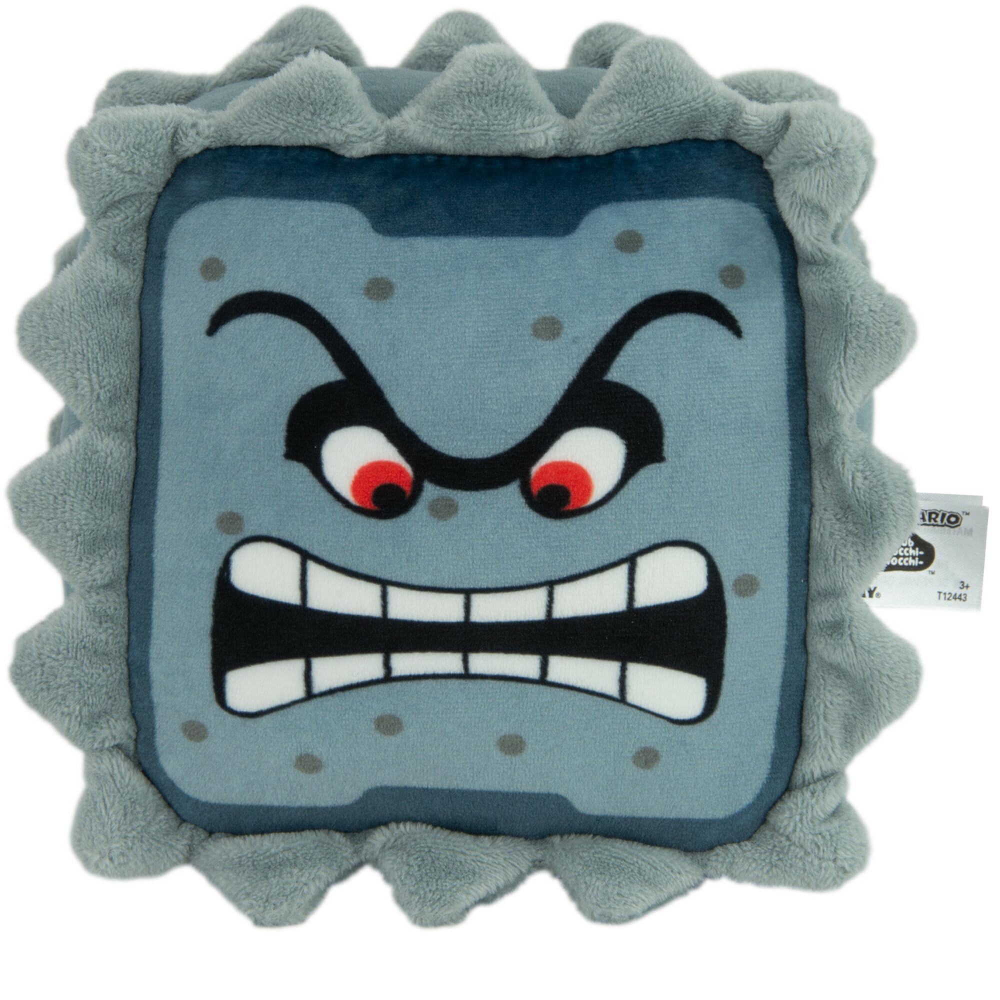 Club Mocchi Mocchi Thwomp plush front view, ultra-soft 6-inch cuddle buddy.