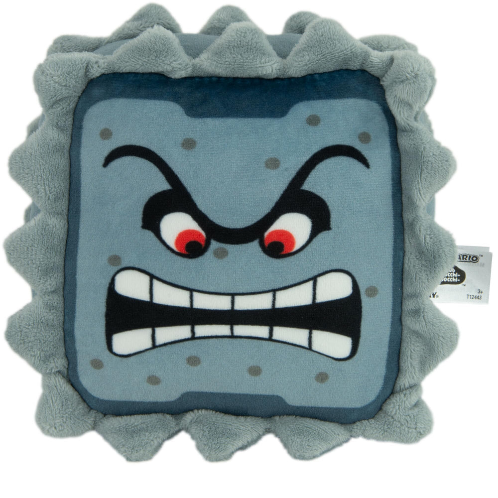 Club Mocchi Mocchi Thwomp plush front view, ultra-soft 6-inch cuddle buddy.