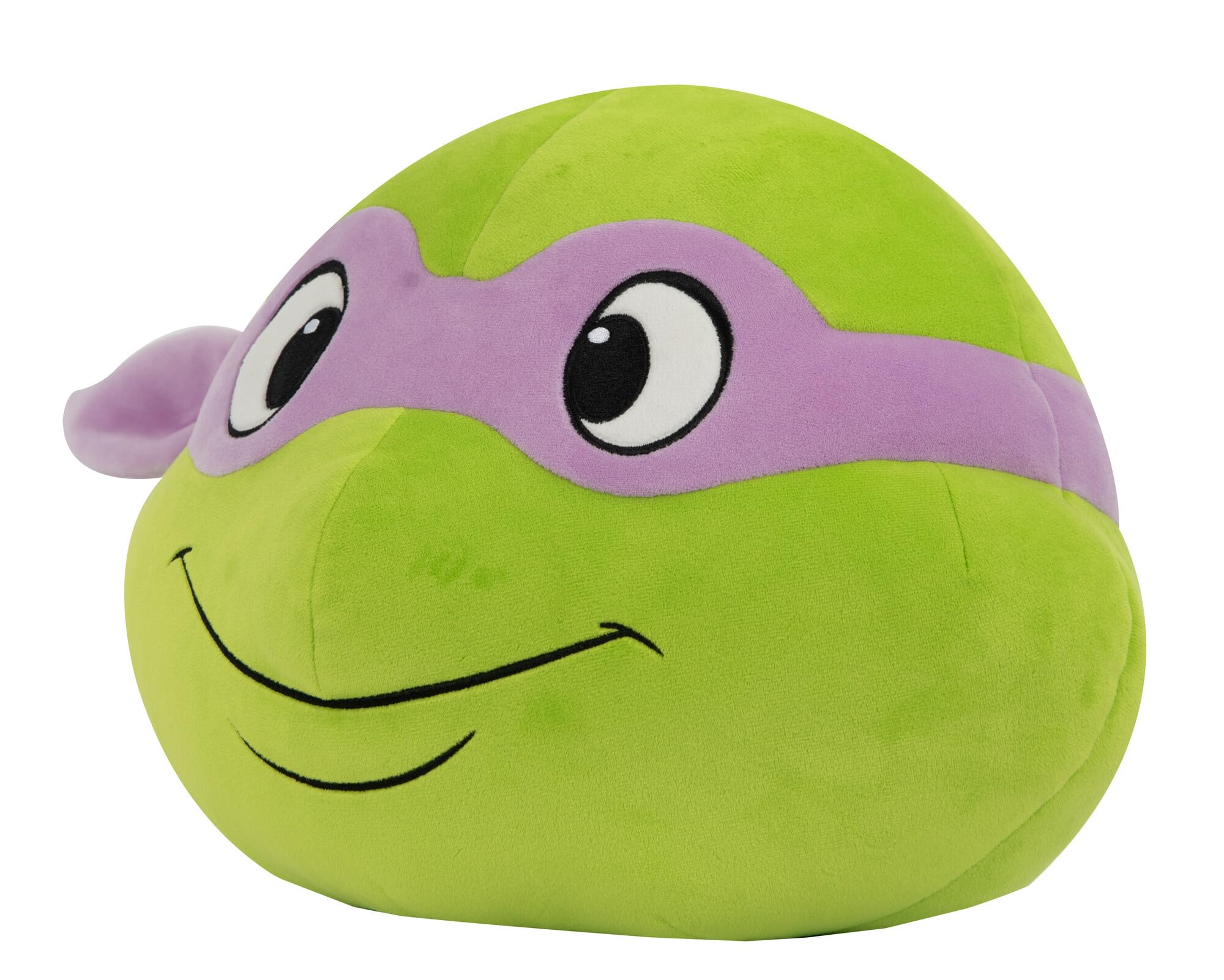 Club Mocchi Mocchi TMNT Donatello plush on a shelf as bold room decor.