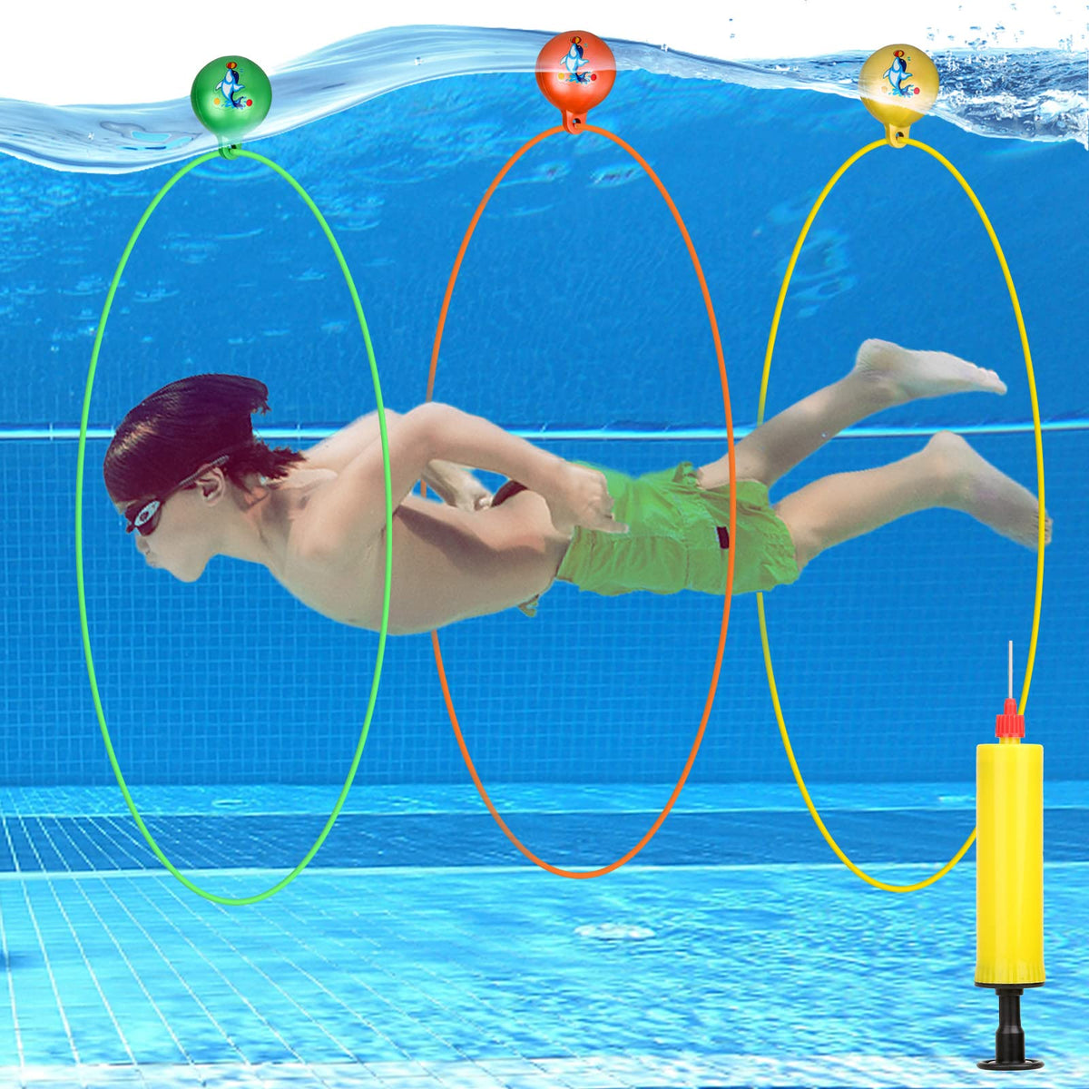 Cludoo pool diving rings green ring for underwater play and swimming confidence