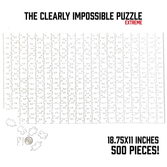 CM Originals Clearly Impossible Puzzle 500 pieces opened spread, showing varied-piece challenge for puzzlers.