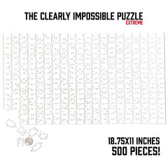 CM Originals Clearly Impossible Puzzle 500 pieces opened spread, showing varied-piece challenge for puzzlers.