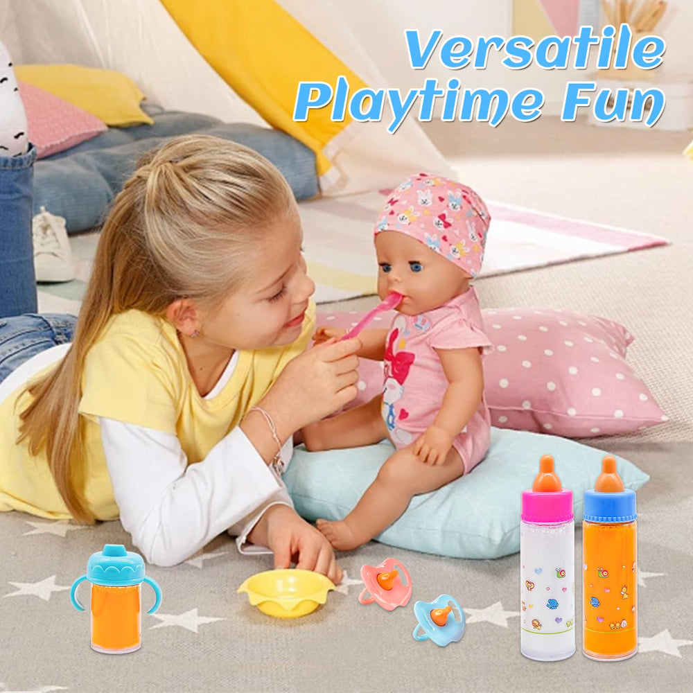 Cmaqpw child playing with the doll feeding set boosts creativity.
