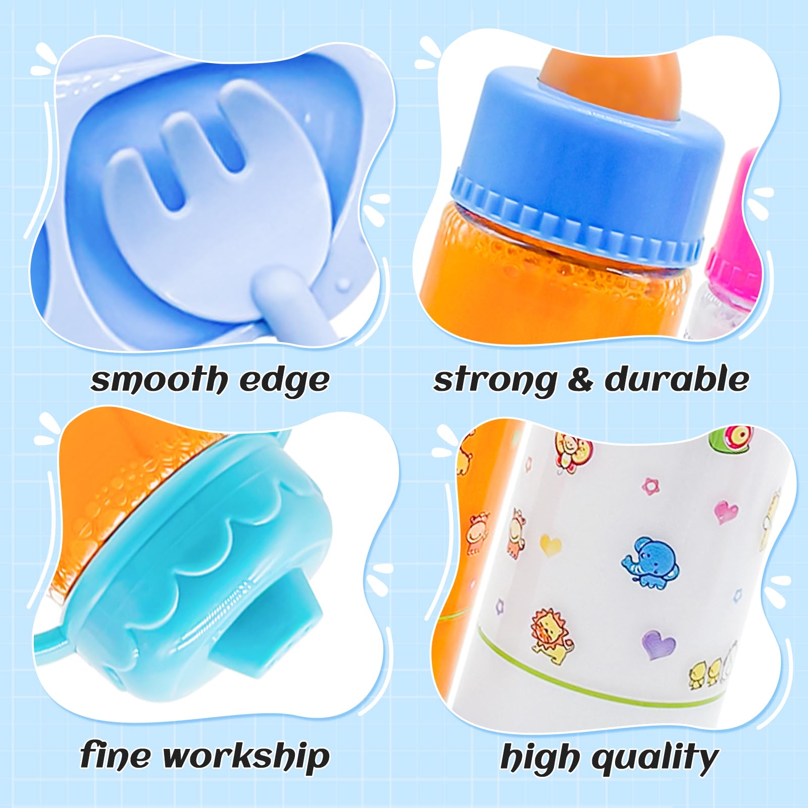 Cmaqpw bowls and spoons for lifelike mealtime play.