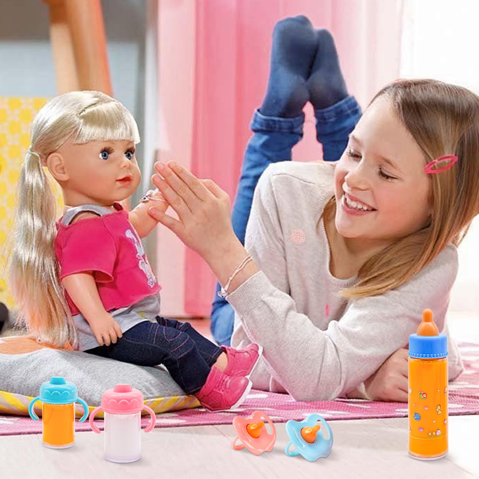 Cmaqpw pink storage bag keeps all doll feeding accessories organized.