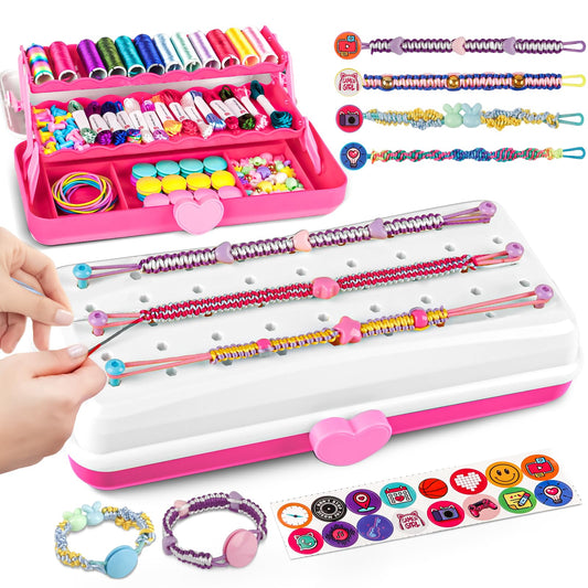 Cmiolacuna friendship bracelet kit cover showing vibrant strings and tools for creative play.