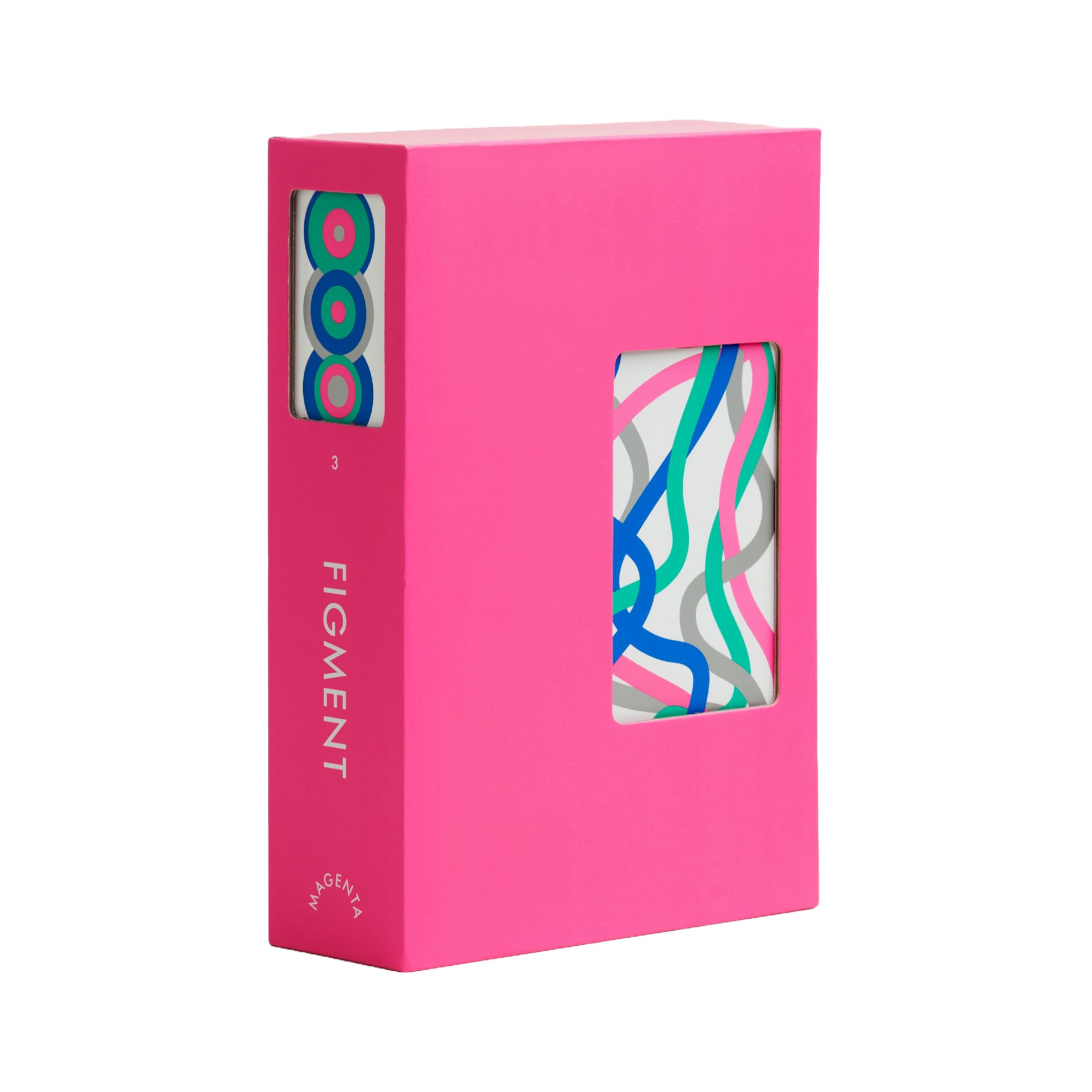 CMYK Figment Magenta Edition cards up close show vivid color patterns for perceptual puzzles.