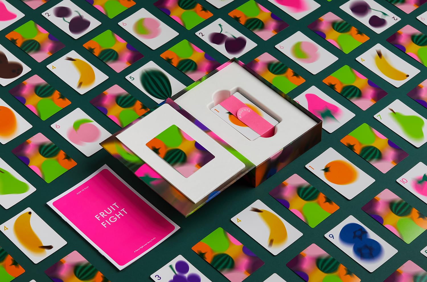 CMYK Fruit Fight Magenta Edition packaging highlights deluxe design for gifting.