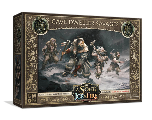 CMON cave dweller savages unit box front view for immersive tabletop battles.