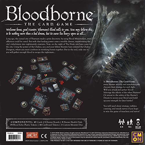 CMON Bloodborne Card Game action cards illustrate suspenseful combat planning.