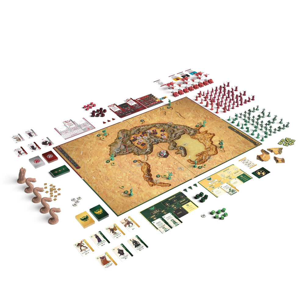 CMON Dune War for Arrakis leaders and planning cards in vivid display for quick visual reference