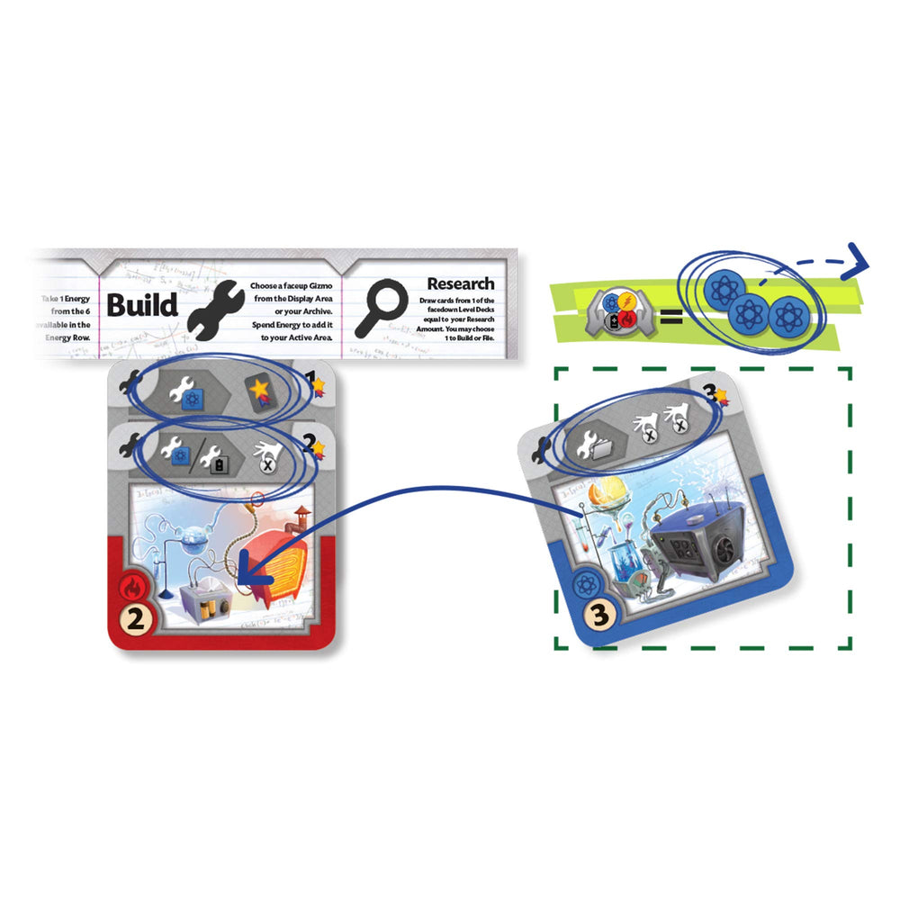 CMON Gizmos energy dispenser reveals marble flow for dynamic engine building.